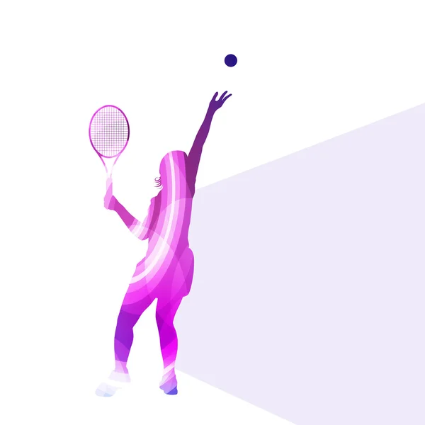 Woman tennis silhouette vector background colorful concept — 스톡 벡터