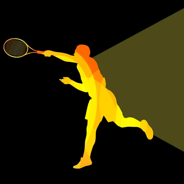 Man, boy tennis silhouette vector background colorful concept — Stock Vector