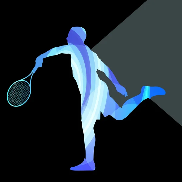 Mann, Junge Tennis Silhouette Vektor Hintergrund buntes Konzept — Stockvektor