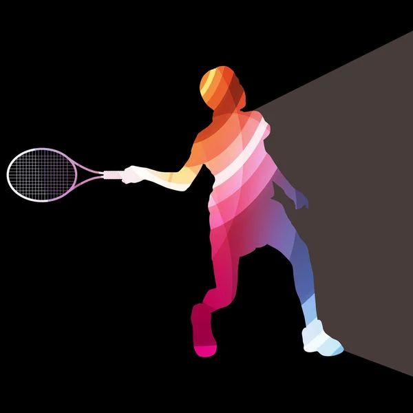 Woman tennis silhouette vector background colorful concept — 스톡 벡터