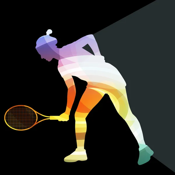 Donna tennis silhouette vettore sfondo concetto colorato — Vettoriale Stock