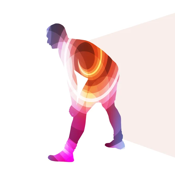 Hombre atlético estiramiento ejercicio caliente silueta vector backg — Archivo Imágenes Vectoriales