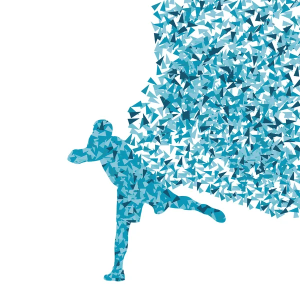 Balle sportive masculine lancer, tir mettre silhouettes abstraites — Image vectorielle