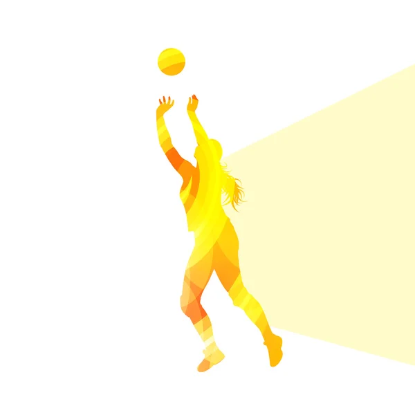 女人女子排球运动员剪影矢量背景科洛 — 图库矢量图片