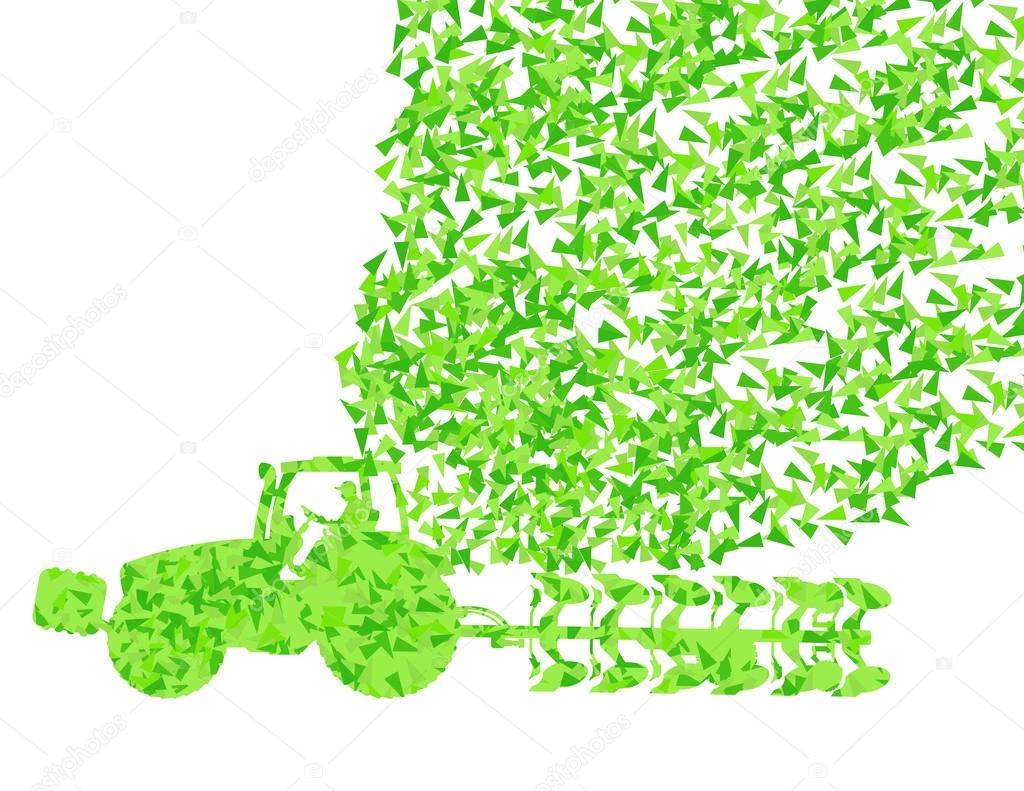 Agriculture tractor cultivating the land field landscape backgro