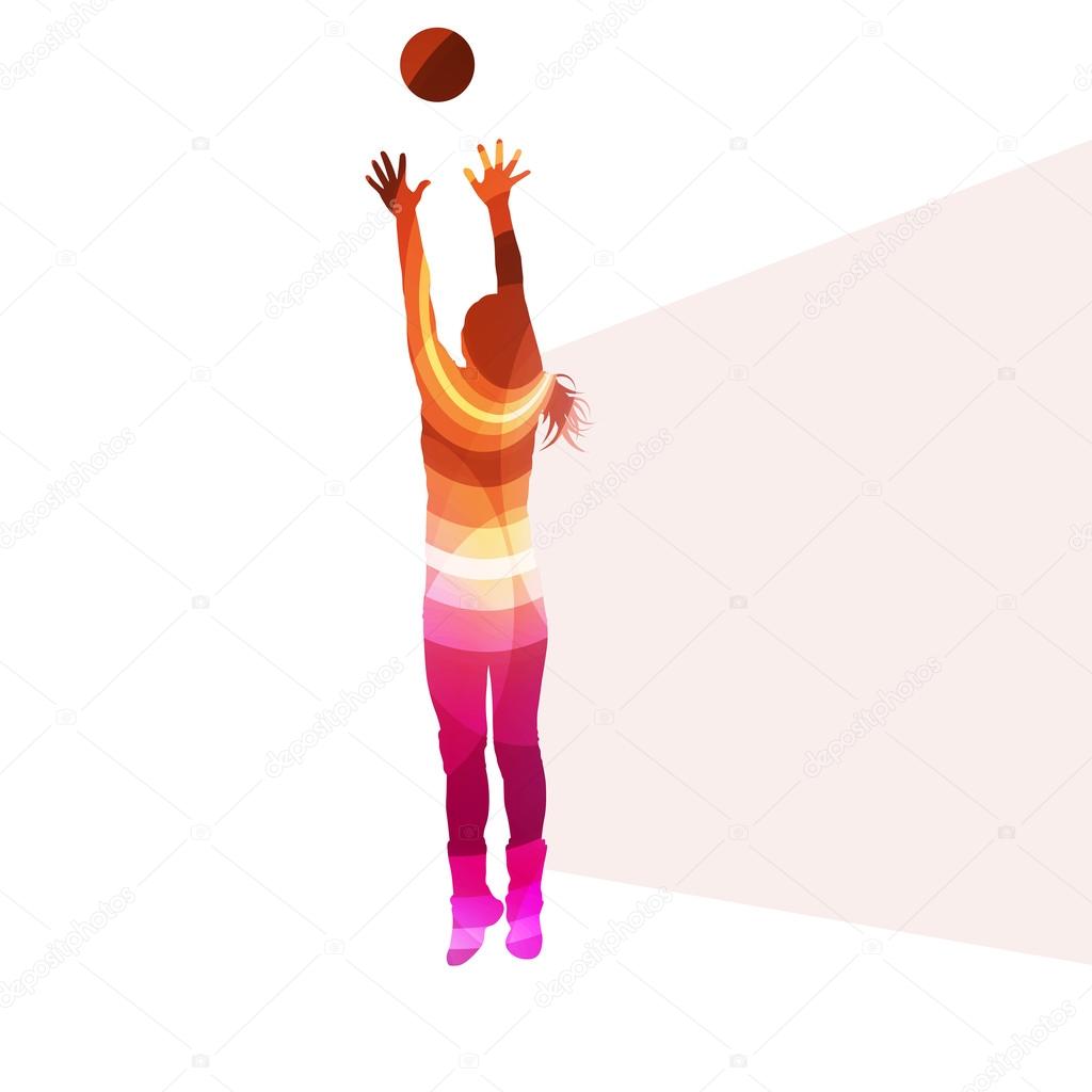 Woman Female Volleyball Player Silhouette Vector Background Colo Stock Vector C K3studija 80487868
