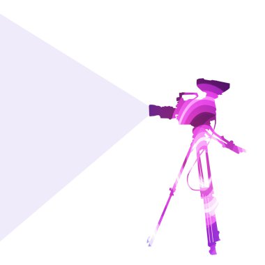 Cameraman with video camera silhouette illustration vector backg