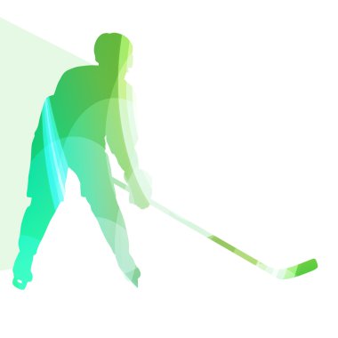 Hockey player man silhouette illustration vector background colo