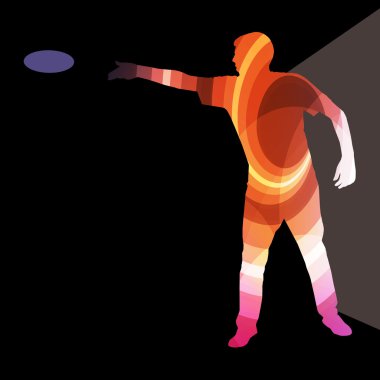 Man playing throwing flying disc silhouette illustration vector