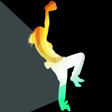 Mountain climber woman girl silhouette illustration vector backg