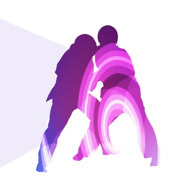 Judo soyut adam siluet illüstrasyon vektör arka plan colo