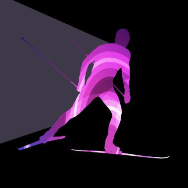 Kayak adam siluet illüstrasyon vektör arka plan renkli co