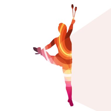 Akrobasi kulüplerde olan modern Ritmik Jimnastik kadın