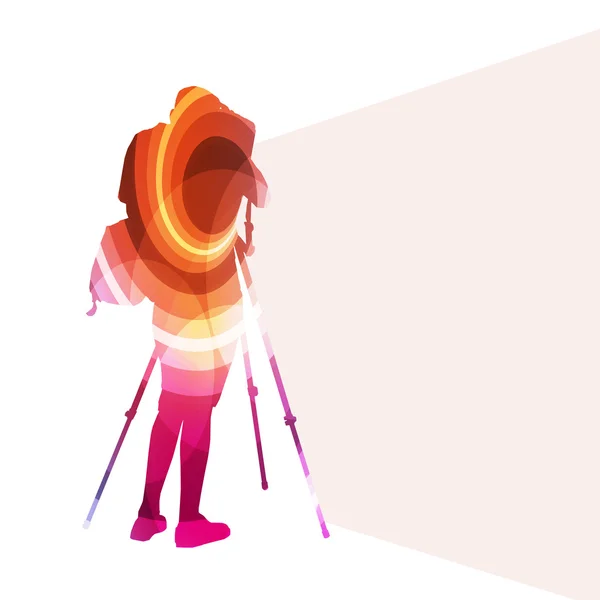 Cameraman with video camera silhouette illustration vector backg — Stock Vector
