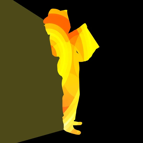 Apiculteur silhouette de travail illustration vectoriel arrière-plan colo — Image vectorielle