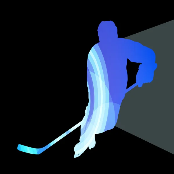 Hockey player man silhouette illustration vector background colo — Stock Vector