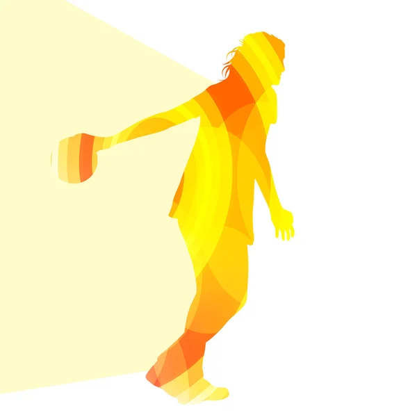Femme melon bowling silhouette illustration vectoriel fond c — Image vectorielle