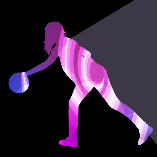 Woman bowler bowling silhouette illustration vector background c — Stockový vektor