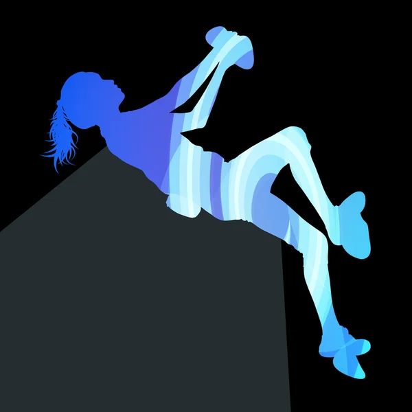 Mountain climber woman girl silhouette illustration vector backg — Wektor stockowy