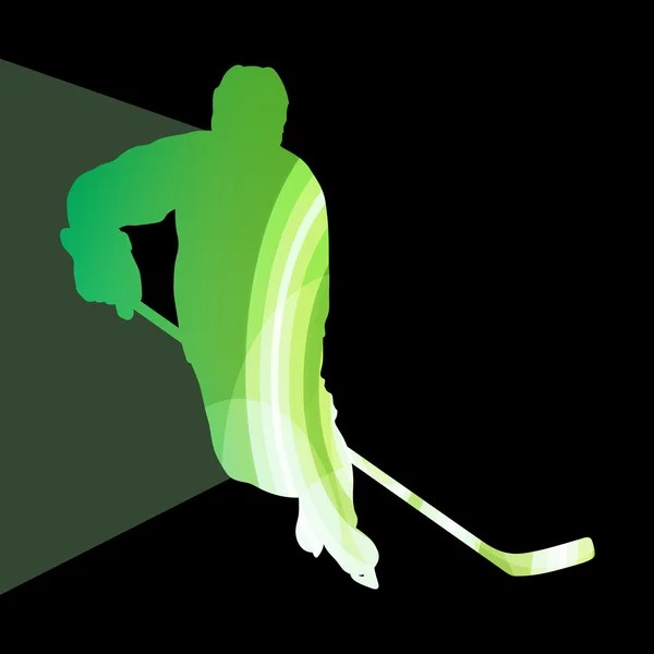 Joueur de hockey homme silhouette illustration vectoriel fond colo — Image vectorielle