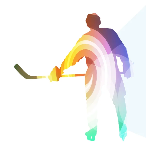 Hockey player man silhouette illustration vector background colo — Stock Vector