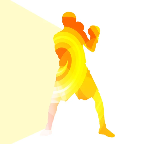 Boxing active young man box sport silhouette illustration vector — 图库矢量图片