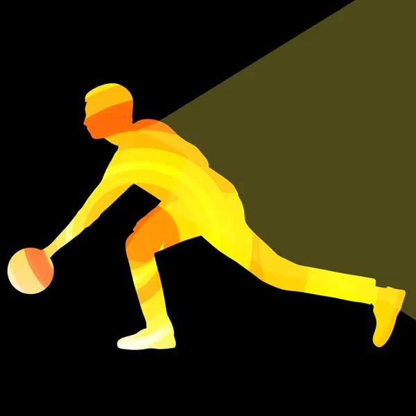 Man bowler bowling silhouette illustration vector background col — ストックベクタ