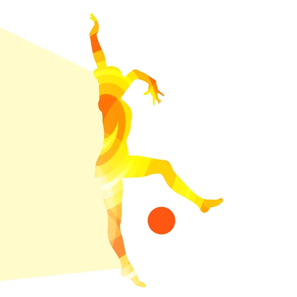 Modern rhythmic gymnastics woman with ball silhouette illustrati — Stockvector