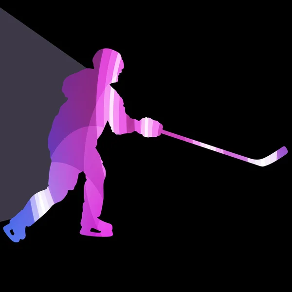 Hockey player man silhouette illustration vector background colo — Stok Vektör