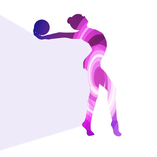 Modern rhythmic gymnastics woman with ball silhouette illustrati — 图库矢量图片