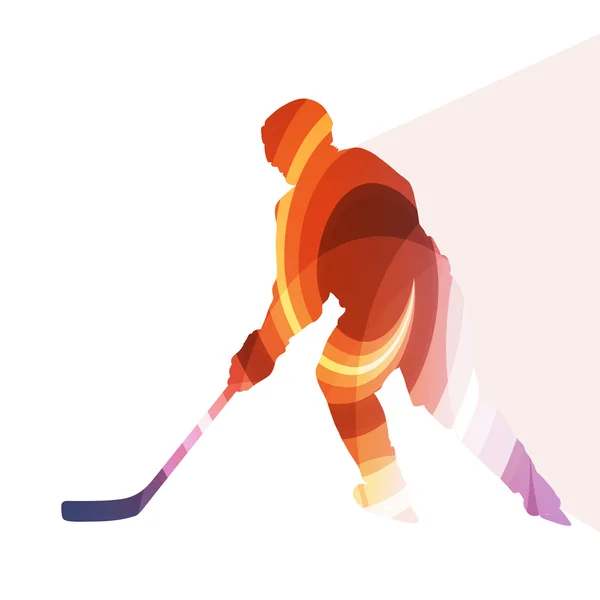 Jugador de hockey hombre silueta ilustración vector fondo colo — Vector de stock