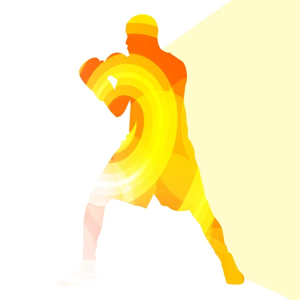 Boxing active young man box sport silhouette illustration vector — Stock Vector