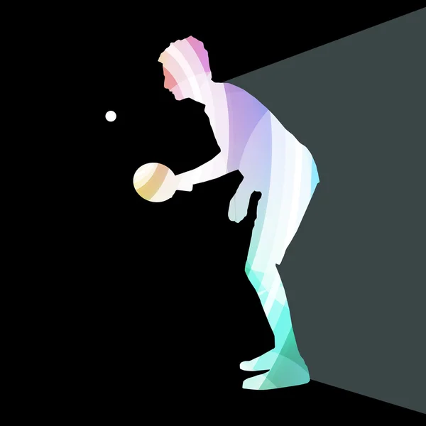 Stolní tenis hráč muž silueta ilustrace vektorové poza — Stockový vektor