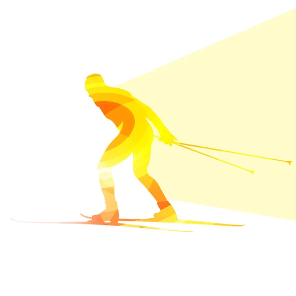 Катание на лыжах человек силуэт иллюстрации вектор фона красочный ко — стоковый вектор