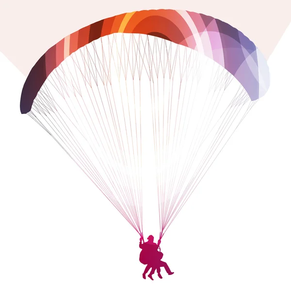 Paralotni latających ilustracja sylwetka wektor tle colo — Wektor stockowy