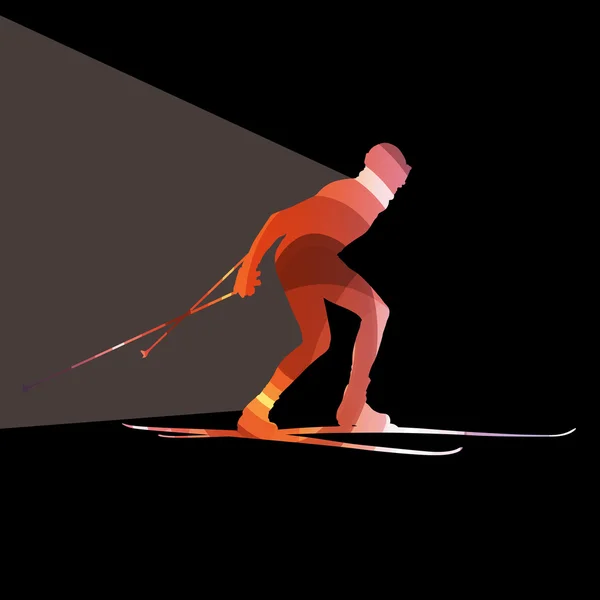 Катание на лыжах человек силуэт иллюстрации вектор фона красочный ко — стоковый вектор