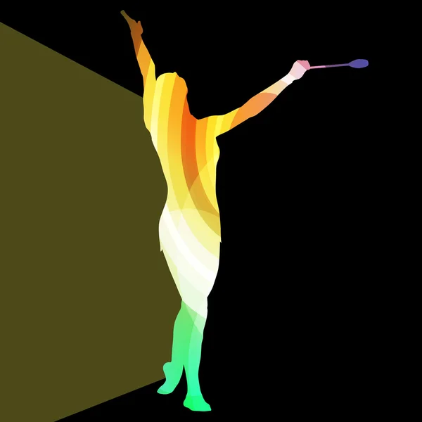 Сучасна художня гімнастика молода жінка з клубами в акробатиці — стоковий вектор
