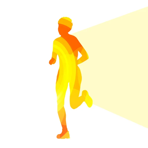 Frau Läufer Sprinter Silhouette Illustration Vektor Hintergrund — Stockvektor