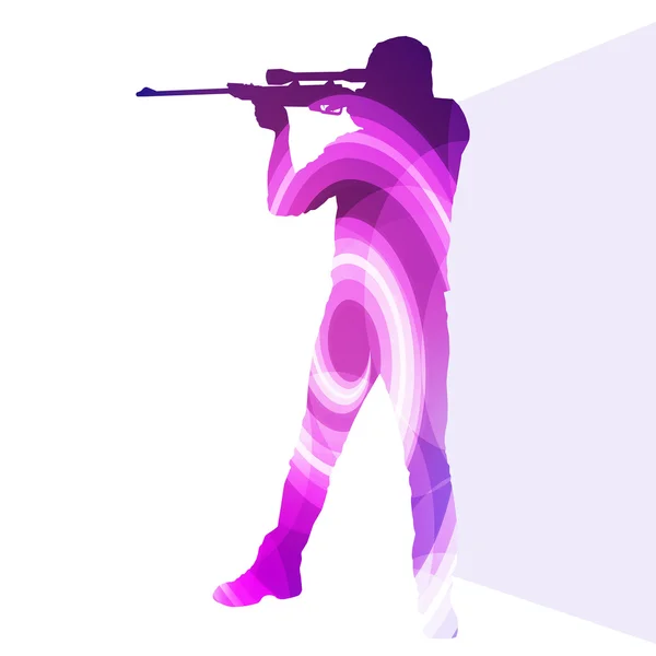 Man shooting sport hunting silhouette illustration vector backgr — Stock Vector
