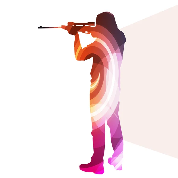 Mężczyzna strzelanie polowanie sport sylwetka ilustracja wektor tle — Wektor stockowy