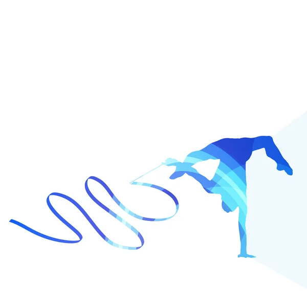 Kvinna konst gymnastik med menyfliksområdet silhouette illustration vektor — Stock vektor