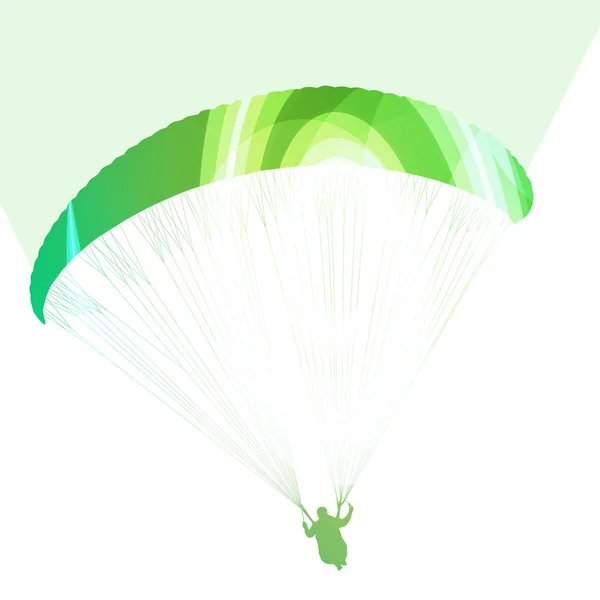 Paraglider flying silhouette illustration vector background colo — Stock Vector