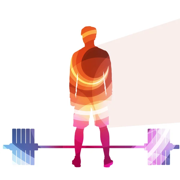 Weightlifter man silhouette illustration vector background color — Stock Vector