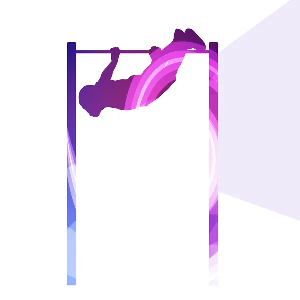 Man doing pull-up on bar silhouette illustration vector backgrou — Stock Illustration Man doing pull-up on bar silhouette illustration vector backgrou Vector Graphics