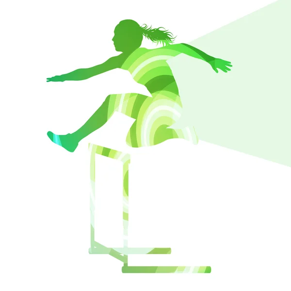 Female athlete clearing hurdle, race silhouette illustration, ve Royalty Free Stock Illustrations