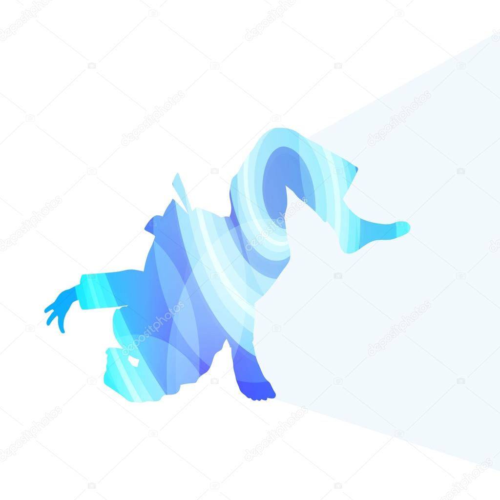 Judo abstract man silhouette illustration vector background colo