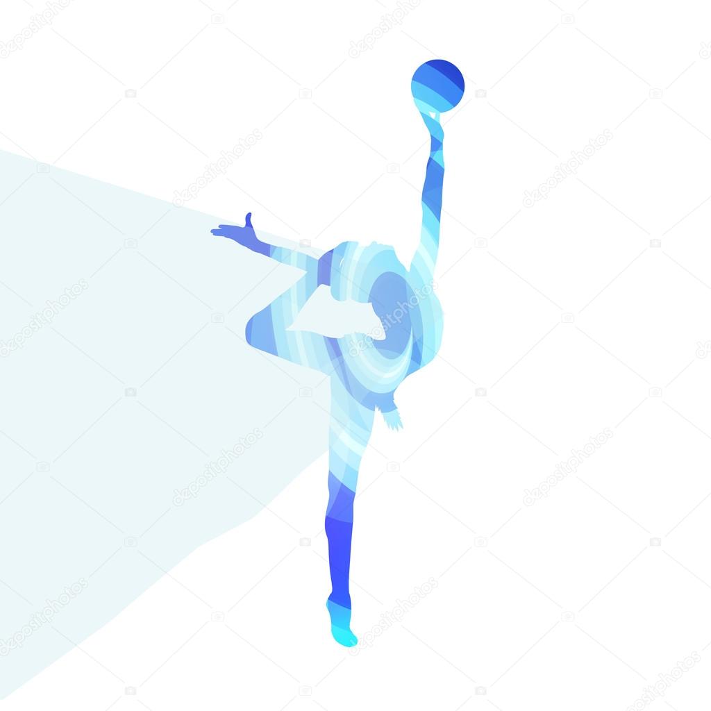 Modern rhythmic gymnastics woman with ball silhouette illustrati