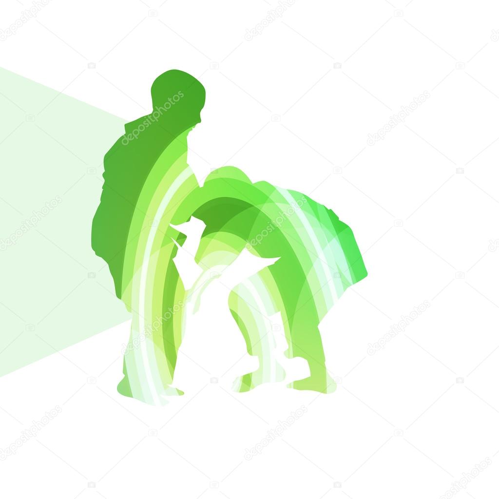 Judo abstract man silhouette illustration vector background colo