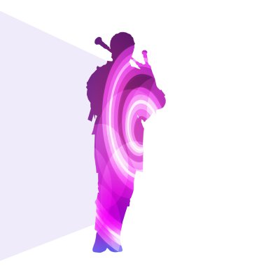 Bagpiper Scottish man silhouette illustration vector background 