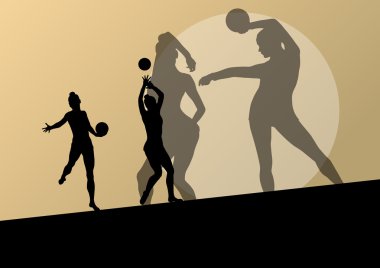 Ritmik jimnastikçi kadın top vektör arka plan ile